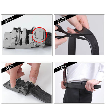 BISON DENIM Men's Belt Genuine Leather Automatic Buckle Male Belts Luxury Brand Business Casual Strap for Men Jeans Free Shippin