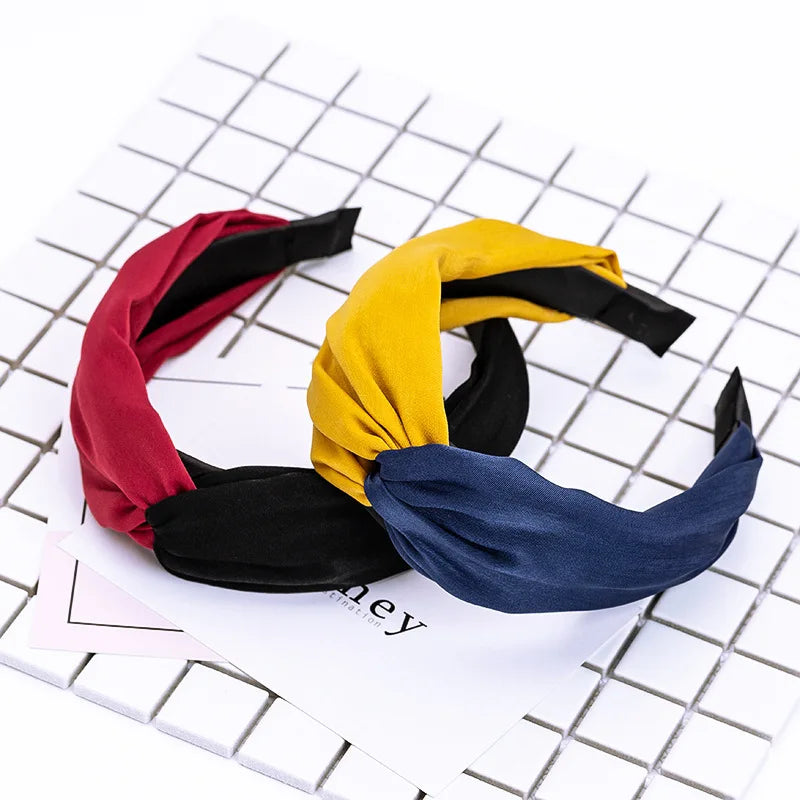 Women Contrasted Color Hairbands 2018 Girl Knot Hair Band Elastic Cross Turban Wraps Boho Hair Accesorries Headbands