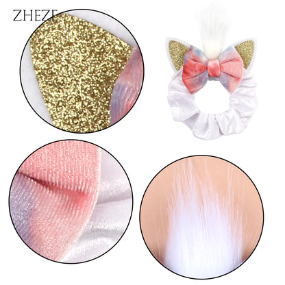 2024 NEW Cat Ears Velvet Hair Scrunchies For Girls Women Cute 4"Bow Elastic Hairband DIY Hair Accessories Boutique Gift Mujer