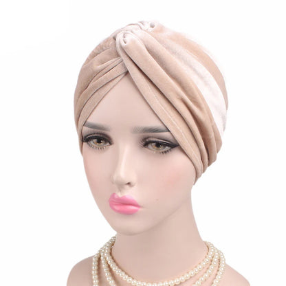 2020 New Women Velvet Turban Hat Headband Muslim Hijab Caps Female Soft Bandana Headband Hijabs Head Wrap Hair Accessories