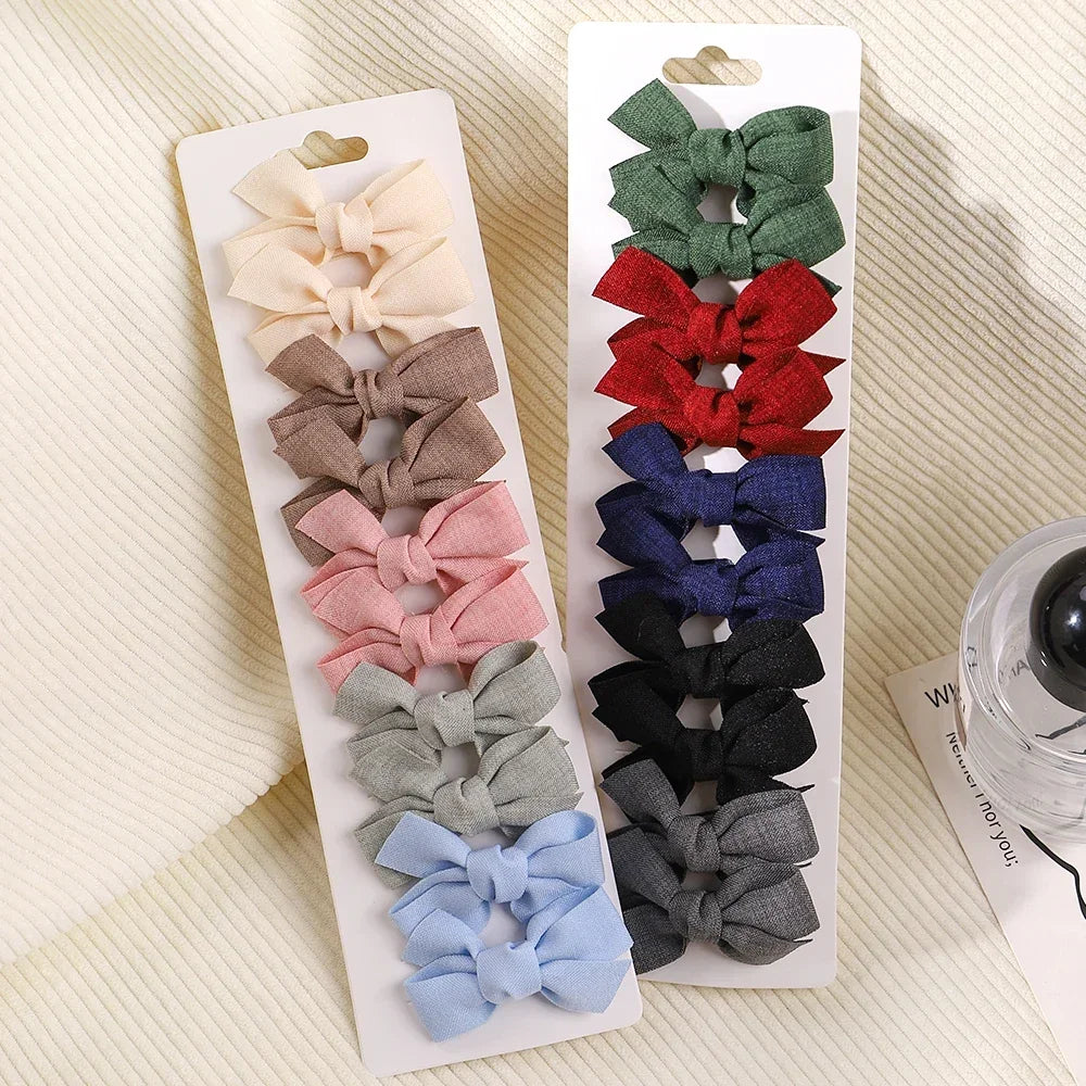 10pcs/set Girls Princess Solid Hairpins Hair Bows Nylon Safe Hair Clip Barrettes for Infants Toddlers Kids Baby Hair Accessories