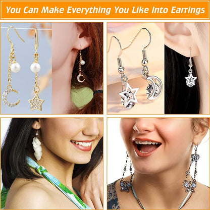300Pcs Earrings Set Hypoallergenic Earring Hooks Jump Rings Clear Rubber Earring Backs For Jewelry Making Findings Accessories