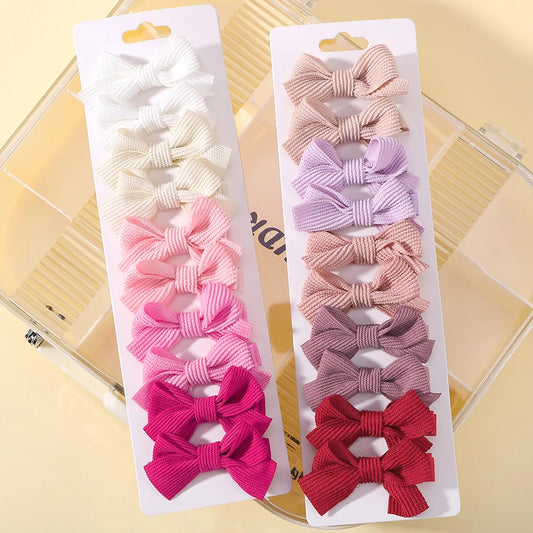 10pcs/set Girls Princess Solid Hairpins Hair Bows Nylon Safe Hair Clip Barrettes for Infants Toddlers Kids Baby Hair Accessories