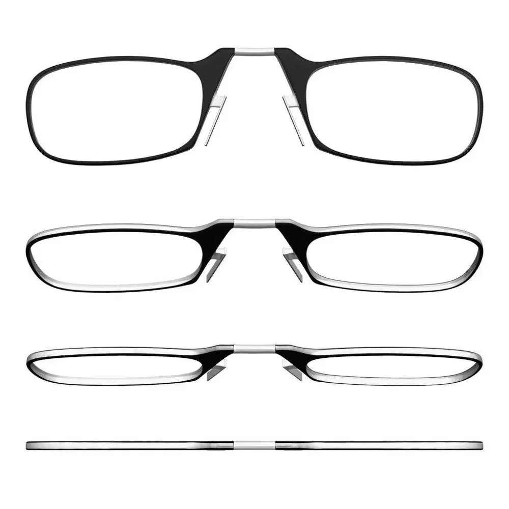 Nose Clip Reading Glasses Men Tr90 Focus Plus Portable Foam Nose Glasses Transparent Eyeglasses folding glasses in case