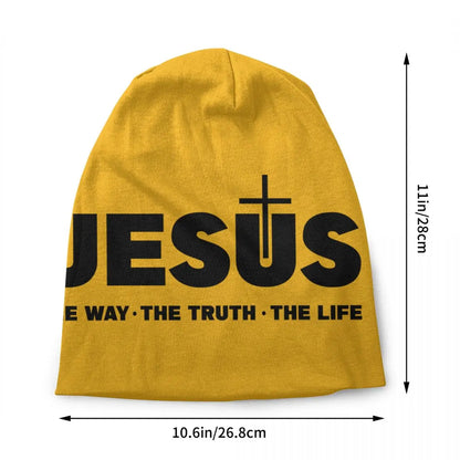 Jesus Christ The Way The Truth The Life Skullies Beanies Winter Knitted Hat Unisex Religion Cross Christian Faith Bonnet Hats