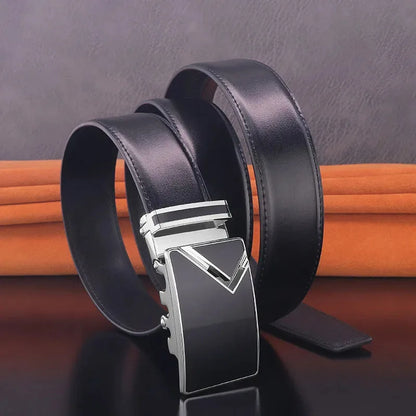 New Golf White Genuine Leather Belt Korean Edition Fashionable Men's Business Travel High Quality Casual Automatic Buckle Belt