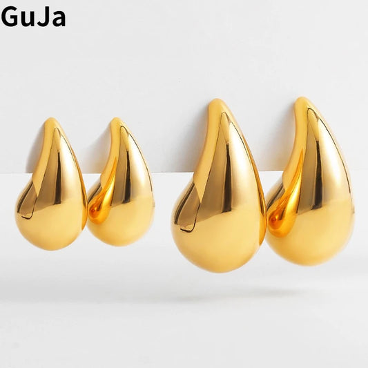 Trendy Jewelry Modern Design Gold Color Teardrop Earrings For Women Girl Party Gift Lightweight Accessories