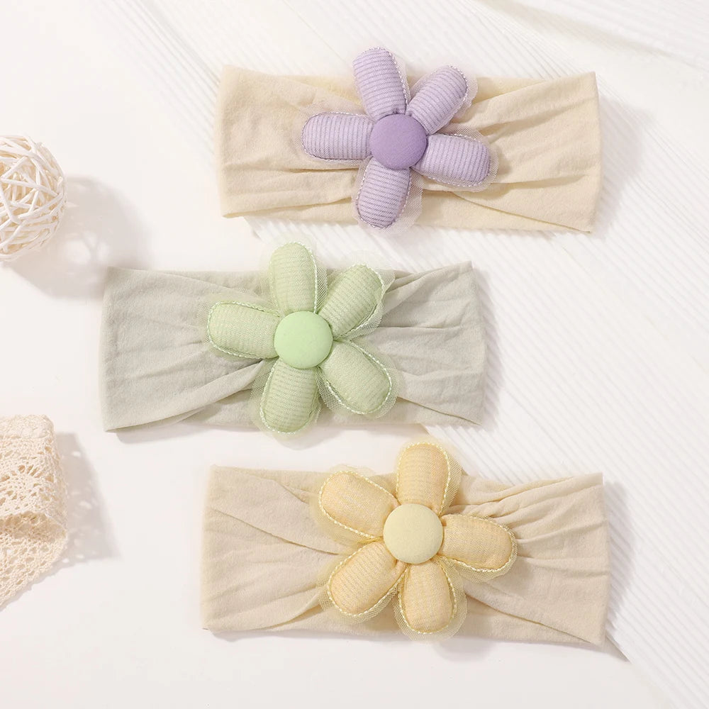 1Pc Soft Nylon Headscarf Astique Suitable for Newborn Baby Girl Flower Headband Elastic Hairband Turban Toddler Hair Accessories