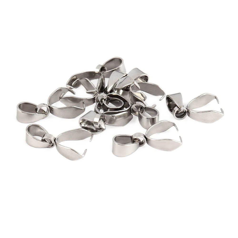 20pcs Stainless Steel Pinch Clip Bail Clasps Pendant Connector Findings Pendants Clasp Hook For Making DIY Jewelry Accessories