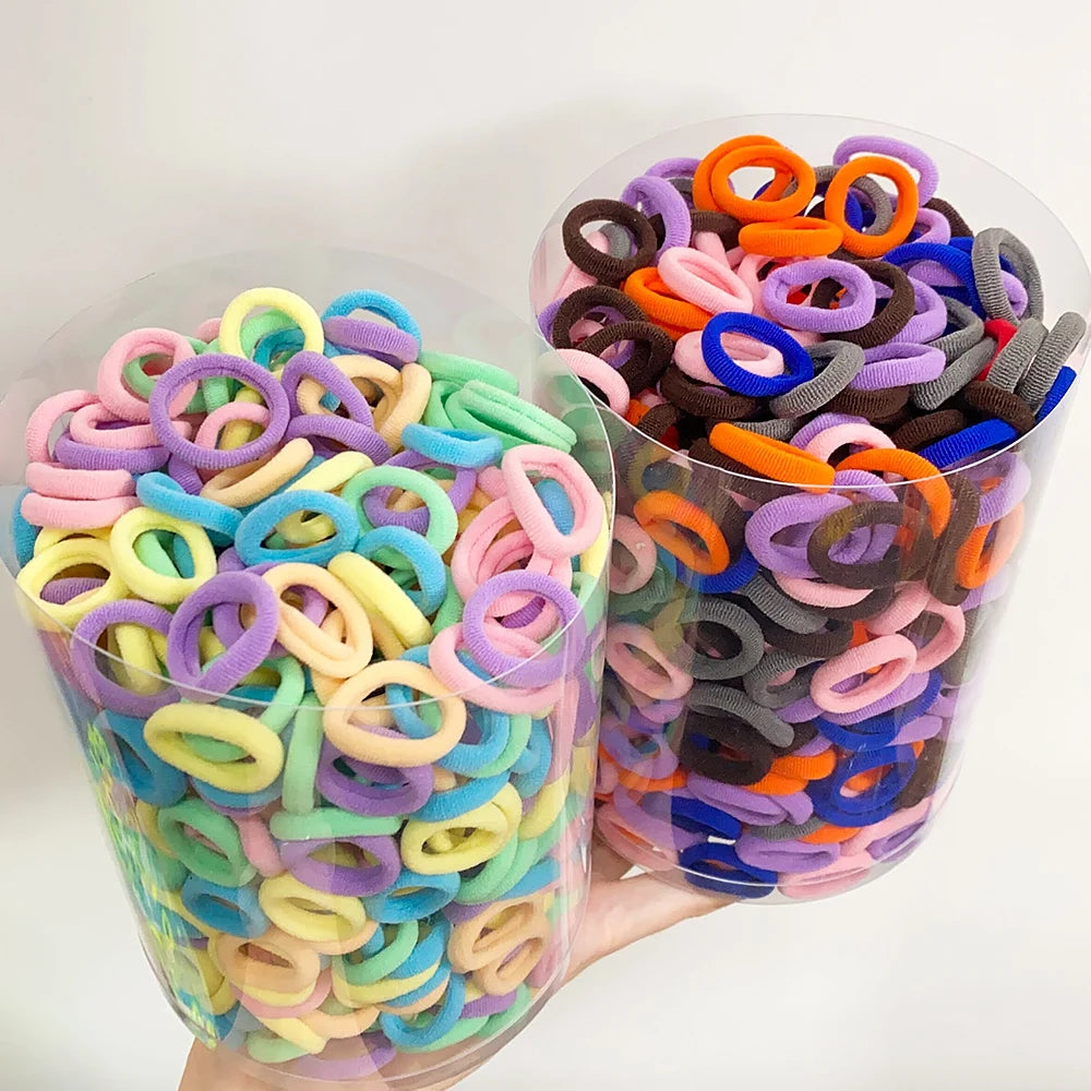 100Pcs/bag Girls Colorful Hair Bands Set Nylon Elastic Rubber Band Baby Ponytail Holder Scrunchies Kids Hair Accessories