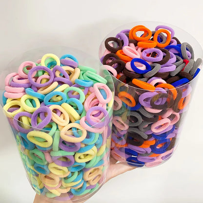 100Pcs/bag Girls Colorful Hair Bands Set Nylon Elastic Rubber Band Baby Ponytail Holder Scrunchies Kids Hair Accessories