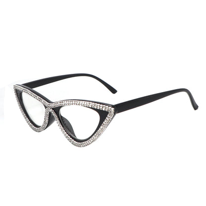Cat Eye Reading Glasses for Women Stylish Rhinestone Narrow Ladies Computer Readers Glasses