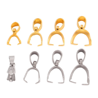 20pcs Stainless Steel Pinch Clip Bail Clasps Pendant Connector Findings Pendants Clasp Hook For Making DIY Jewelry Accessories
