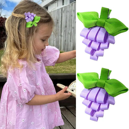 2Pcs Grape Hair Clips For Baby Girls Princess Sweet Fruit Hairpin Headdress Hairgrip Headwear Handmade Hair Accessories