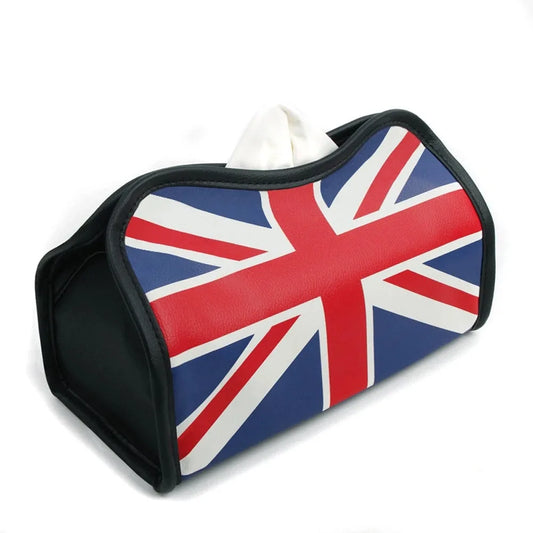 Cover Case for Home Car Interior Styling Accesorries Fashion England Style Block Type Car Leather Tissue Box Soft Paper Towels