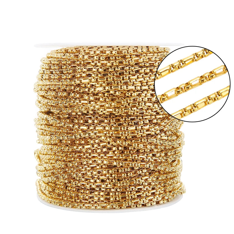 1 Meter Stainless Steel Gold Beaded Satellite Cable Link Chain for DIY Anklet Necklaces Bracelet Jewelry Making Accessories